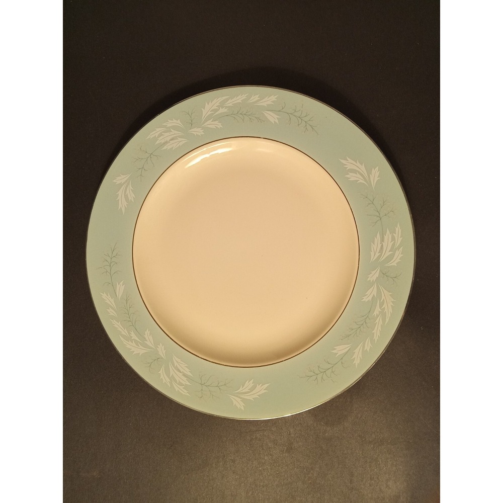 Vintage Homer Laughlin Cavalier Eggshell 10" Dinner Plate Turquoise Aqua Silver